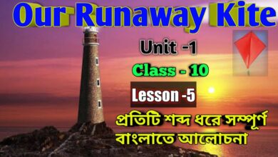 Our Runaway Kite by Lucy Maud Montgomery Unit 1 Bengali Meaning With Textual Questions